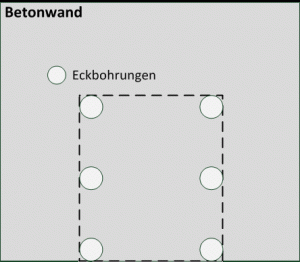 Eckbohrungen-betonwand